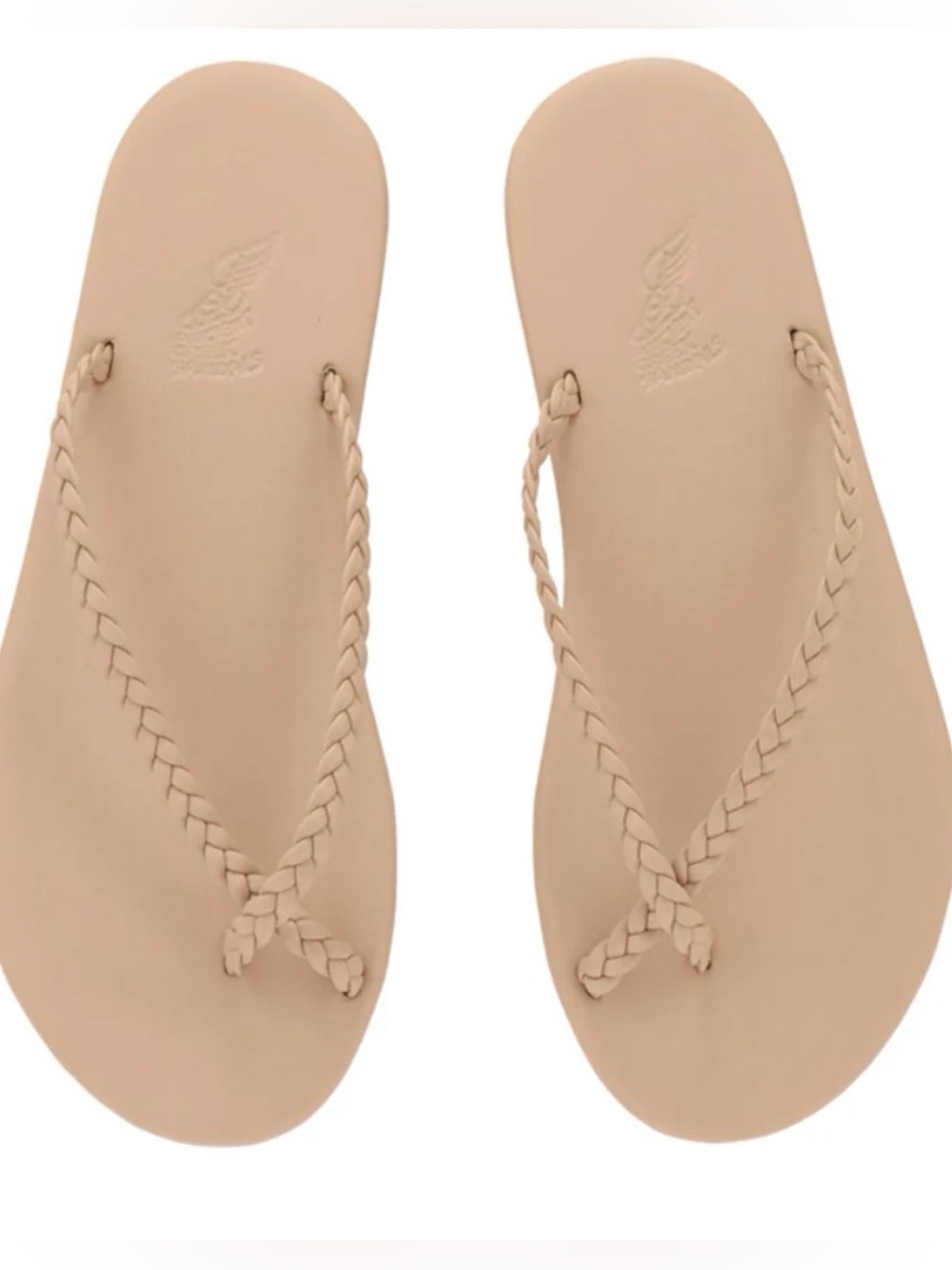 Ancient Greek Sandals Braided Leather Toe-Loop Sandals in Nude